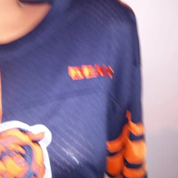 Chicago Bears Jersey NFL Football Mens Navy Blue Orange 50/50 Short Sleeve Crew - Picture 7 of 16